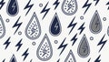 Dark Raindrops & Lightning Pattern - Intense Stormy Weather, vector design Generative AI Royalty Free Stock Photo
