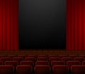 Dark realistic Theater stage with red curtains and spotlight in the center. Template for banner. Theater interior empty Royalty Free Stock Photo