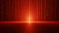 Red Digital Rain of Binary Code Falling with a Bright Light Source at the Bottom data programming Royalty Free Stock Photo