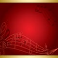 Dark red background with music notes - vector musical flyer Royalty Free Stock Photo