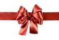 Dark red brown bow photo made from silk Royalty Free Stock Photo