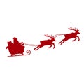 Dark red Christmas Sleigh Santa And two Flying Reindeer