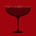 Dark red cocktail with sugar in margarita glass. Wine drink. Forbidden fruit cocktail Royalty Free Stock Photo