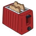 The dark red electric toaster