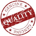 Dark red Genuine Quality grunge rubber stamp icon isolated Royalty Free Stock Photo