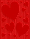 Dark Red Hearts Striped Background