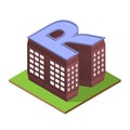 Isometric building letter R form Royalty Free Stock Photo