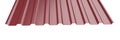 Dark red metal corrugated roof sheet stack - front view. Royalty Free Stock Photo