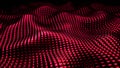 Dark red mosaic background, 3d waves from square metal shapes, technology abstract modern wallpaper