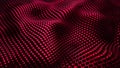 Dark red mosaic background, 3d waves from square metal shapes, technology abstract modern wallpaper