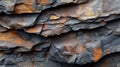 Dark red orange brown rock texture with cracks. Close-up. Rough mountain surface. Stone granite background for design. Nature. Royalty Free Stock Photo