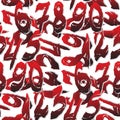 Dark red ragged numerals seamless pattern Royalty Free Stock Photo