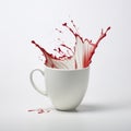 Dark Red Splash On White Cup: Playful Yet Morose Deconstructive Design