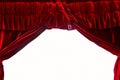 Dark red stage theater curtain isolated on white background Royalty Free Stock Photo