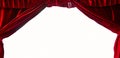 Dark red stage theater curtain isolated on white background