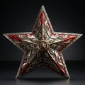 Dark red star in the style of soviet realism,