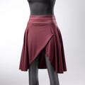 Dark Red Symmetrical Asymmetry Skirt On Mannequin