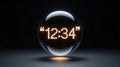 Glowing digital numbers 1234 inside glass sphere crystal ball Royalty Free Stock Photo