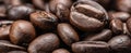 The Dark, Rich Texture of Roasted Coffee Beans Close-Up.AI generated image Royalty Free Stock Photo