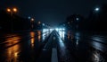 Dark road at night, mysterious pathway, Stock Photo, Generative AI