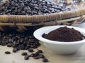 Dark roast ground coffee Royalty Free Stock Photo