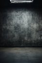 Dark room with concrete wall and floor with light. Generative AI Royalty Free Stock Photo