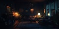 Dark Room Interior Night Scene Background Royalty Free Stock Photo