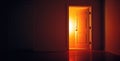 Dark Room, Light Coming In Through an Open Door - New Possibilities, Hope, Overcome Problems, Solution Finding Concept Royalty Free Stock Photo