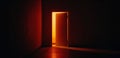 Dark Room, Light Coming In Through an Slightly Open Door - New Possibilities, Hope, Overcome Problems, Solution Finding Concept Royalty Free Stock Photo