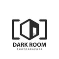 Dark room studio. Media company. Photographer symbol