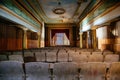 Dark rotten old abandoned ruined stage theater Royalty Free Stock Photo