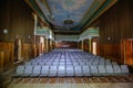 Dark rotten old abandoned ruined stage theater Royalty Free Stock Photo