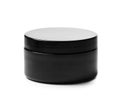 Dark jar for cosmetic products for skin and hair care, packaging for cream, gel, mask on a white background Royalty Free Stock Photo