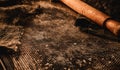 Dark rusted oven tray background. Baking grunge sheet backdrop for cooking. Pastries and bakery, selective focus