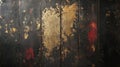 Dark Rustic Wood Texture with Gold and Red Accents Royalty Free Stock Photo