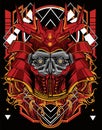 Dark samurai transformer warrior head masker cyberpunk background for t-shirt poster sticker design