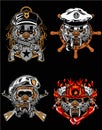 Dark samurai transformer warrior head masker cyberpunset bundle tiger head with four style profession Police Royalty Free Stock Photo