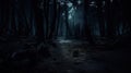 Dark and scary forest at the night Royalty Free Stock Photo
