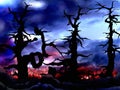 Dark and scary forest trees background