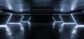 Dark Sci Fi Futuristic Modern Grunge Cement Concrete Brick Room Laser Lights Glowing Blue Glossy Asphalt Floor Showroom Stage