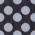 Dark seamless pattern with protection armor wood shields silhouettes. Grey and blue colored medieval artwork with navy blue Royalty Free Stock Photo