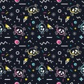 Seamless pattern with skulls. Memphis style.