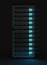 Dark server room data center storage 3D rendering