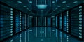 Dark server room data center storage 3D rendering