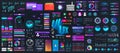 Dark set elements user interface. Universal collection for Web, UI, UX and KIT. Colorful interface, neon design. Big set Royalty Free Stock Photo