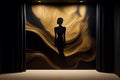 Sexy woman body silhouette and golden dunes. Generative AI Royalty Free Stock Photo