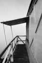 Dark shot of old stairs and stair railing