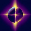 Dark side of the moon,purple background.