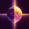 Dark side of the moon,purple background.