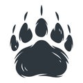 Dark silhouette of bear or pet paw footprint Royalty Free Stock Photo